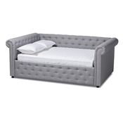 Baxton Studio Mabelle Modern and Contemporary Gray Fabric Upholstered Queen Size Daybed